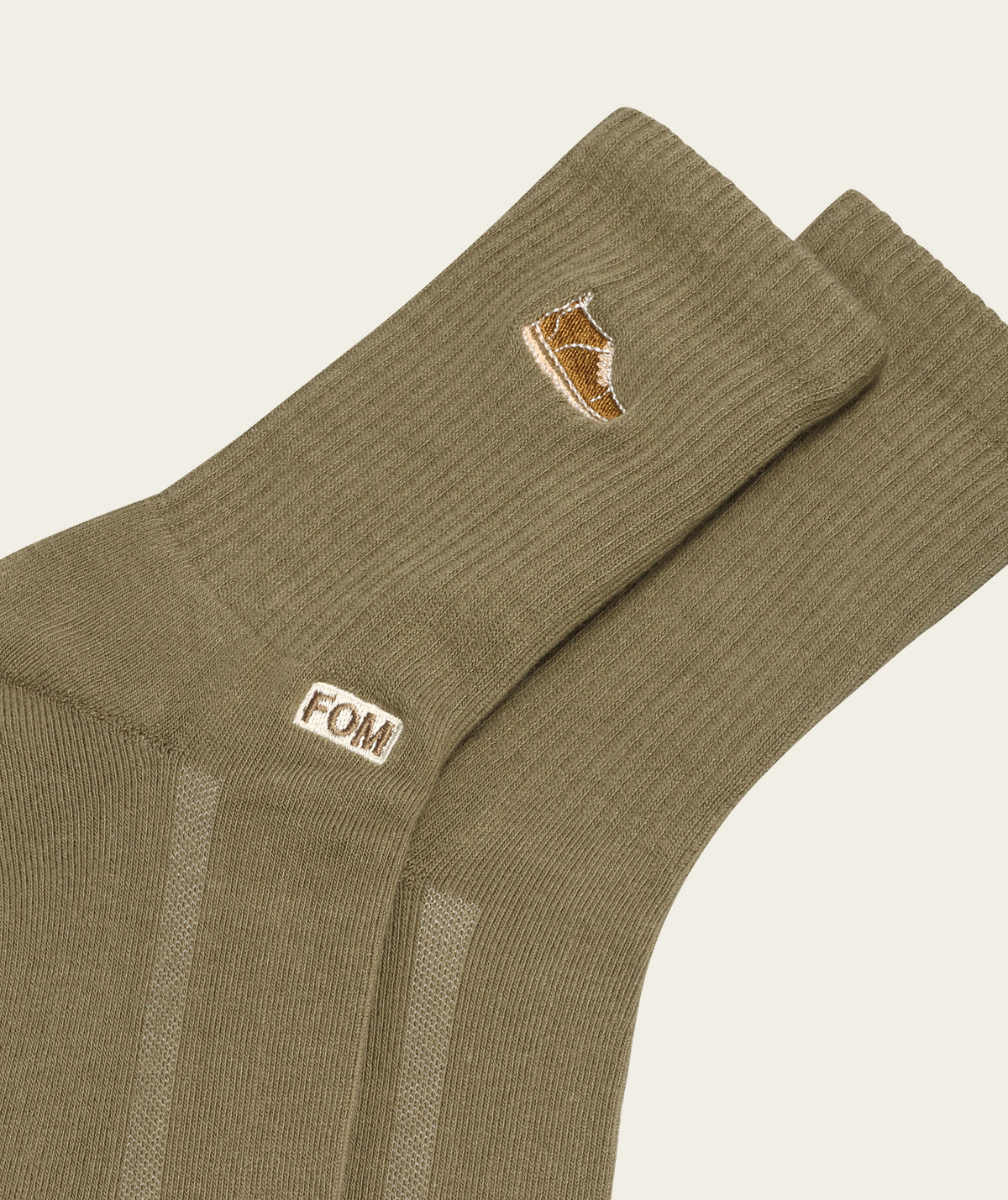 Mens Crew Sock - Sage Green/ Vellie Embroidery