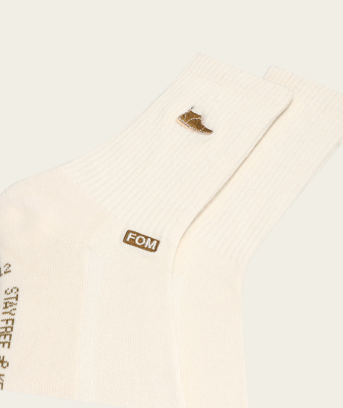 Mens Crew Sock - White/ Vellie Embroidery
