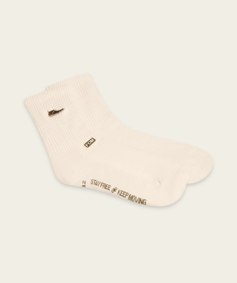 Mens Crew Sock - White/ Vellie Embroidery