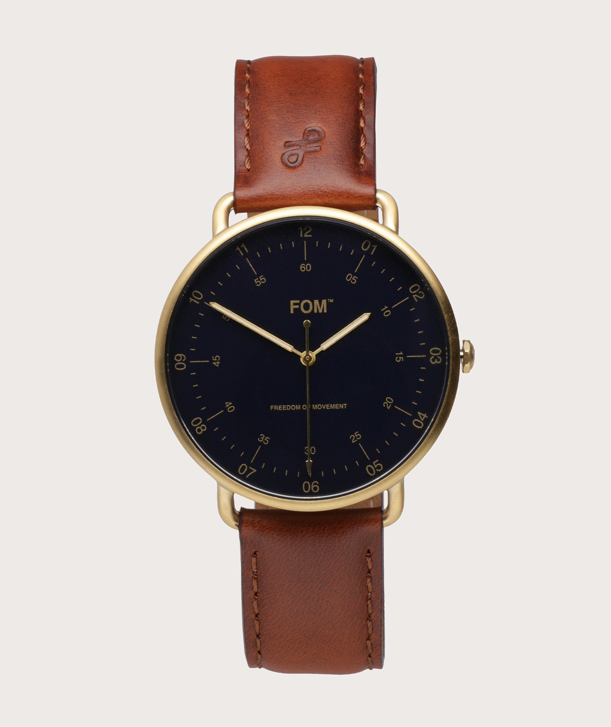 Pilot Navy/ Brushed Gold - Tobacco (42mm)