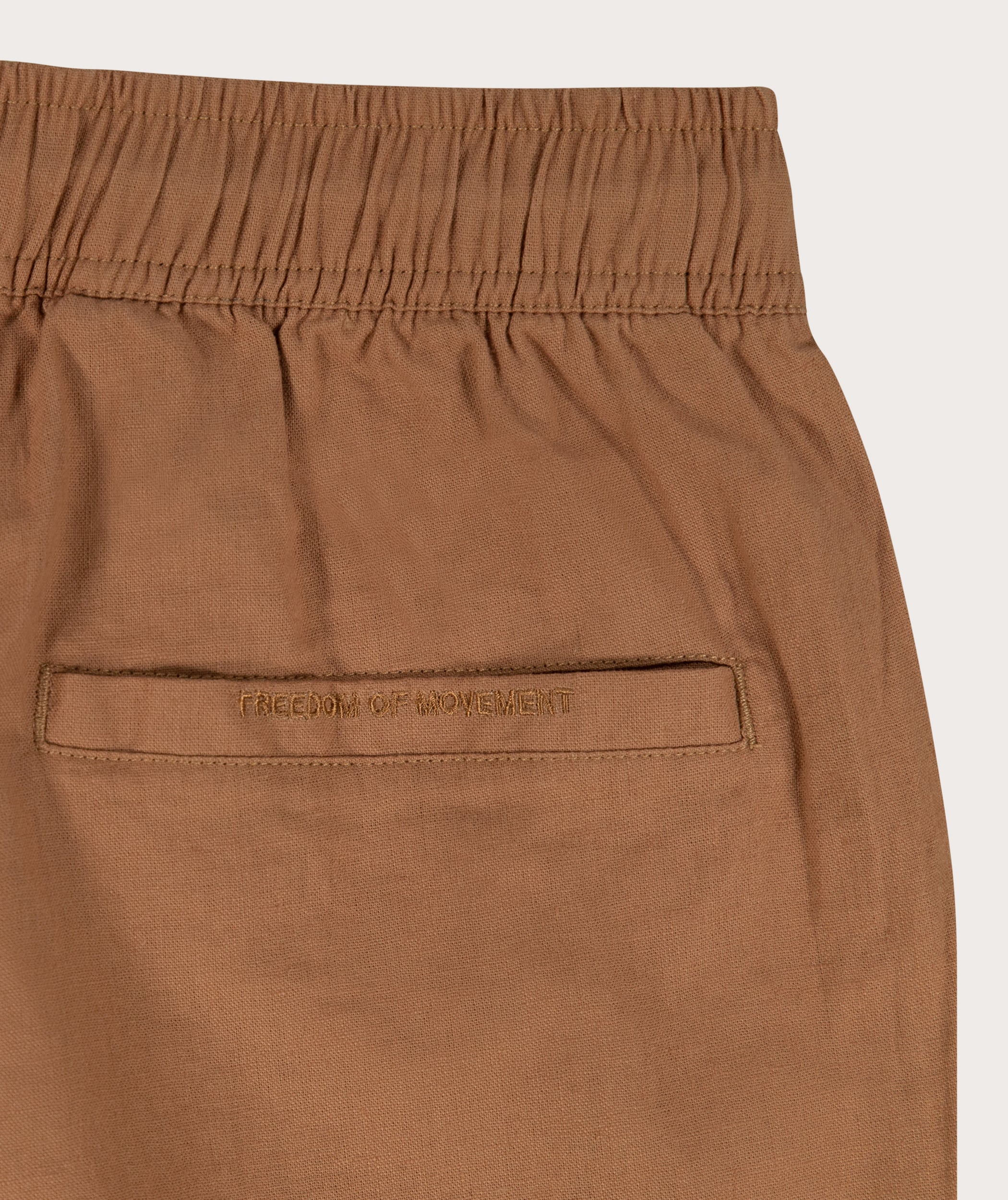 Ladies Linen Blend Drawcord Pants - Caramel