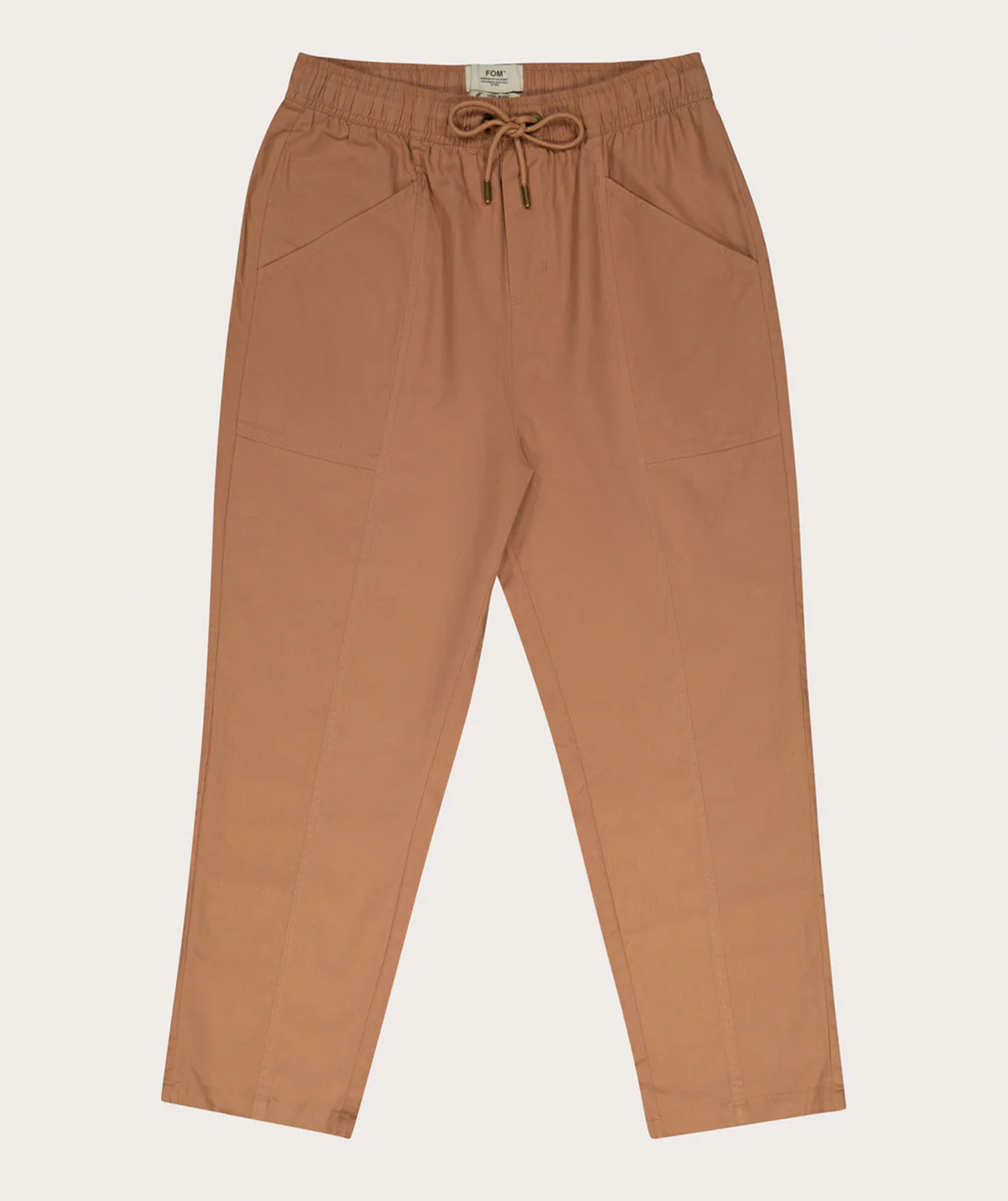 Ladies Linen Blend Drawcord Pants - Caramel