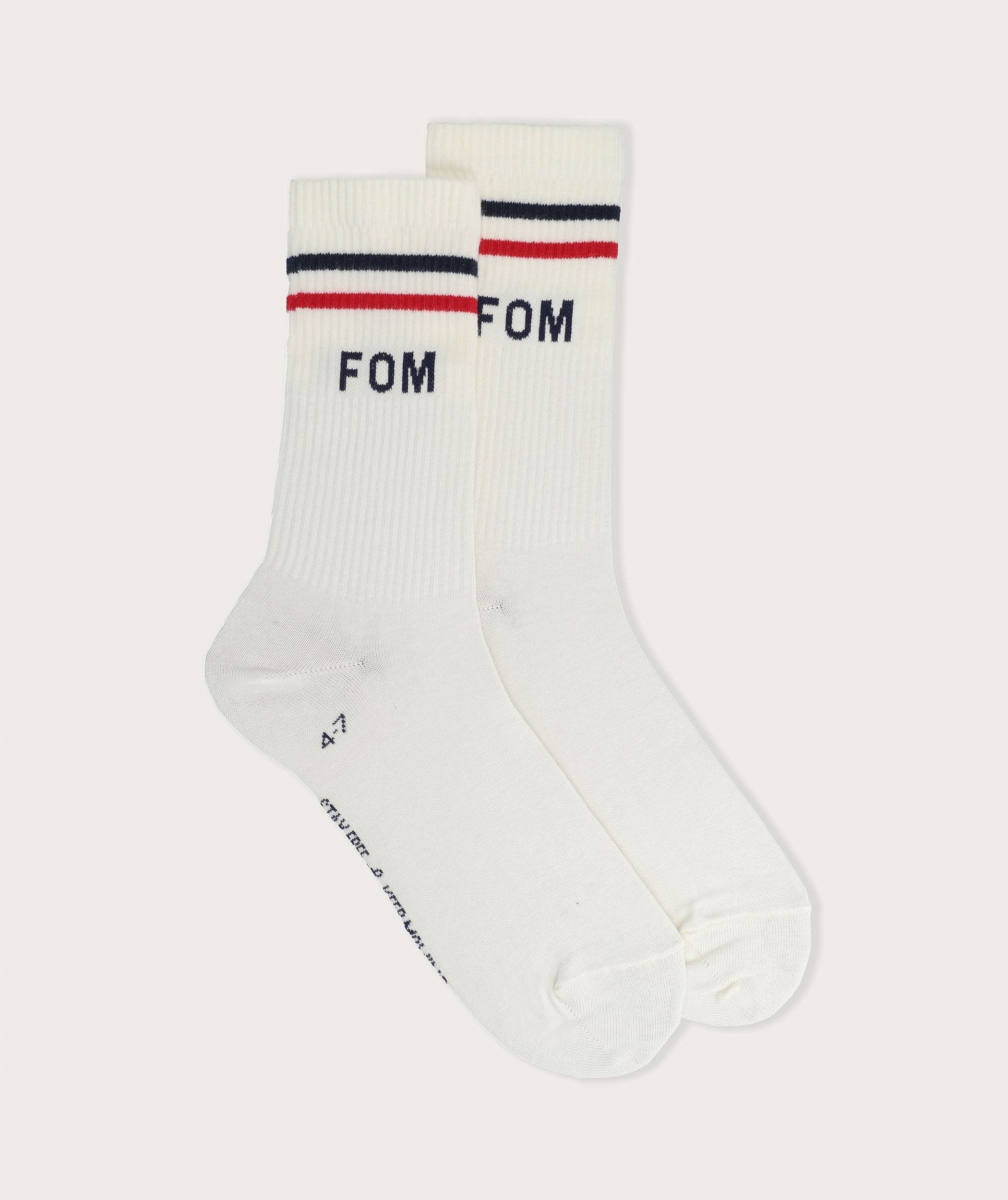Socks FOM Crew - Beige/ Navy & Red (Size 7-11)