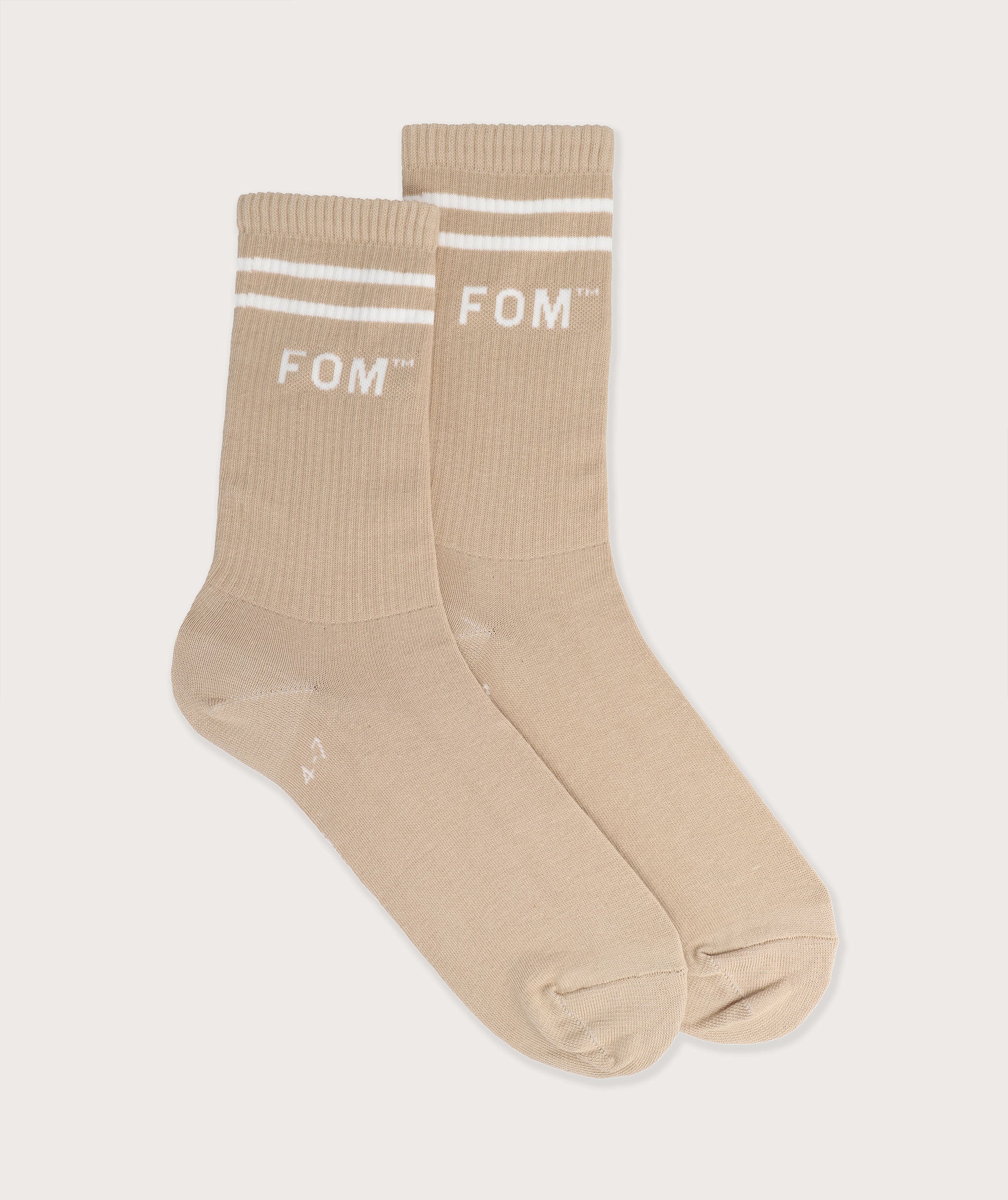 Socks FOM Crew Stone / White Stripes (Size 4-7)