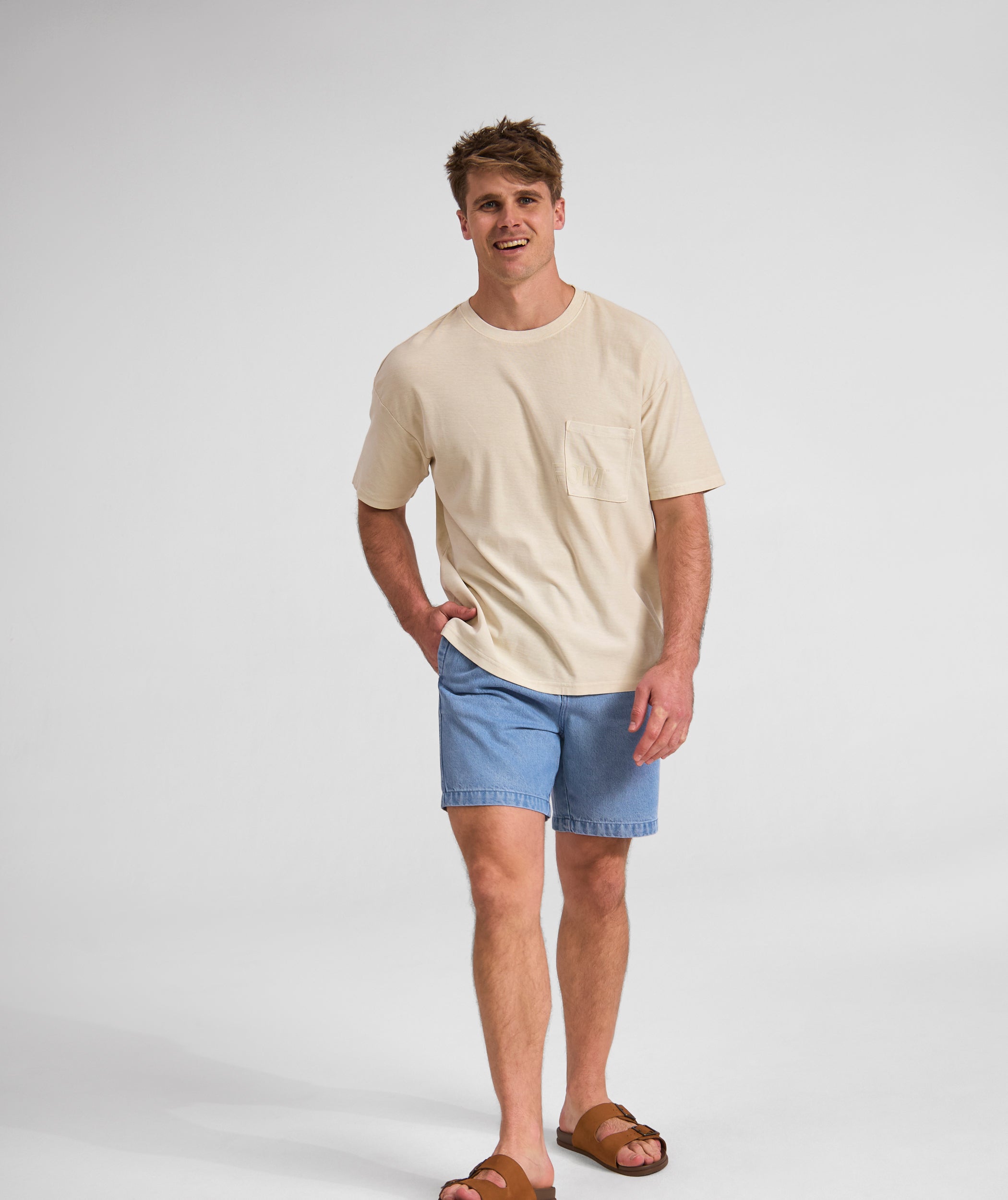Mens Washed Pocket Tee - Sand