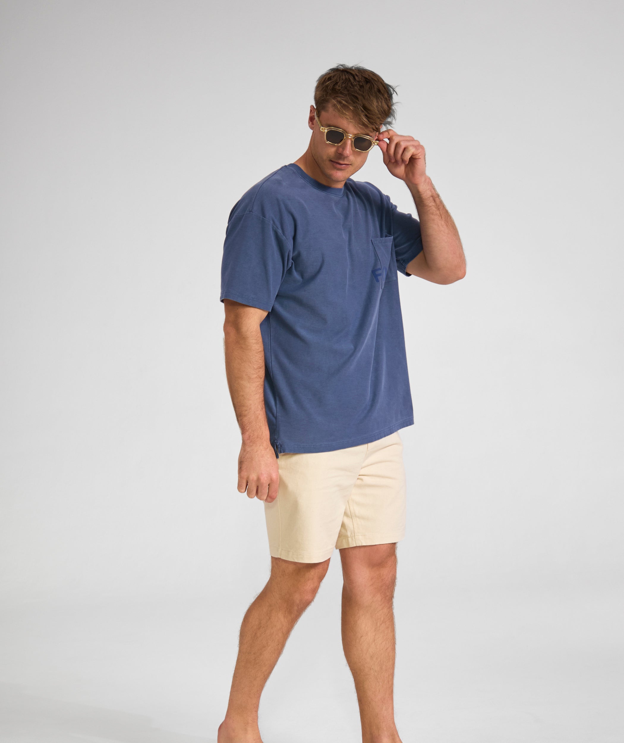 Mens Washed Pocket Tee - Blue