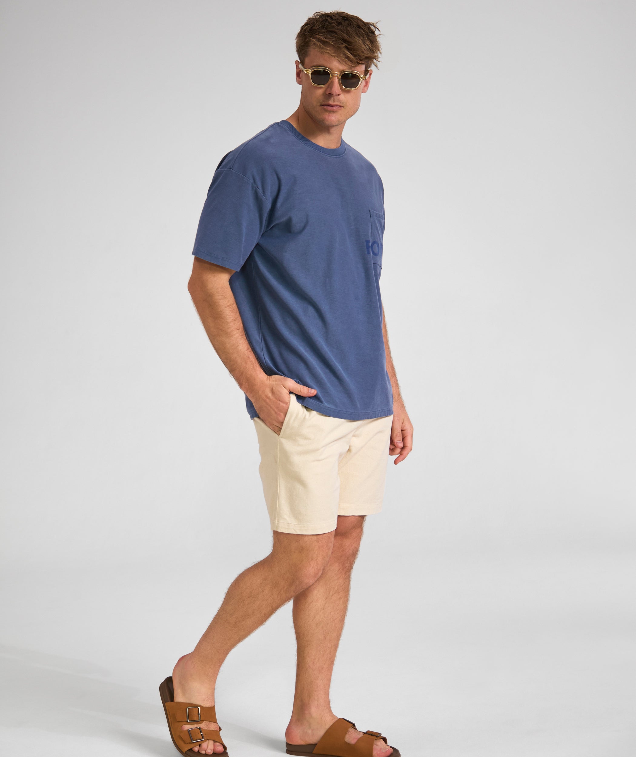 Mens Washed Pocket Tee - Blue