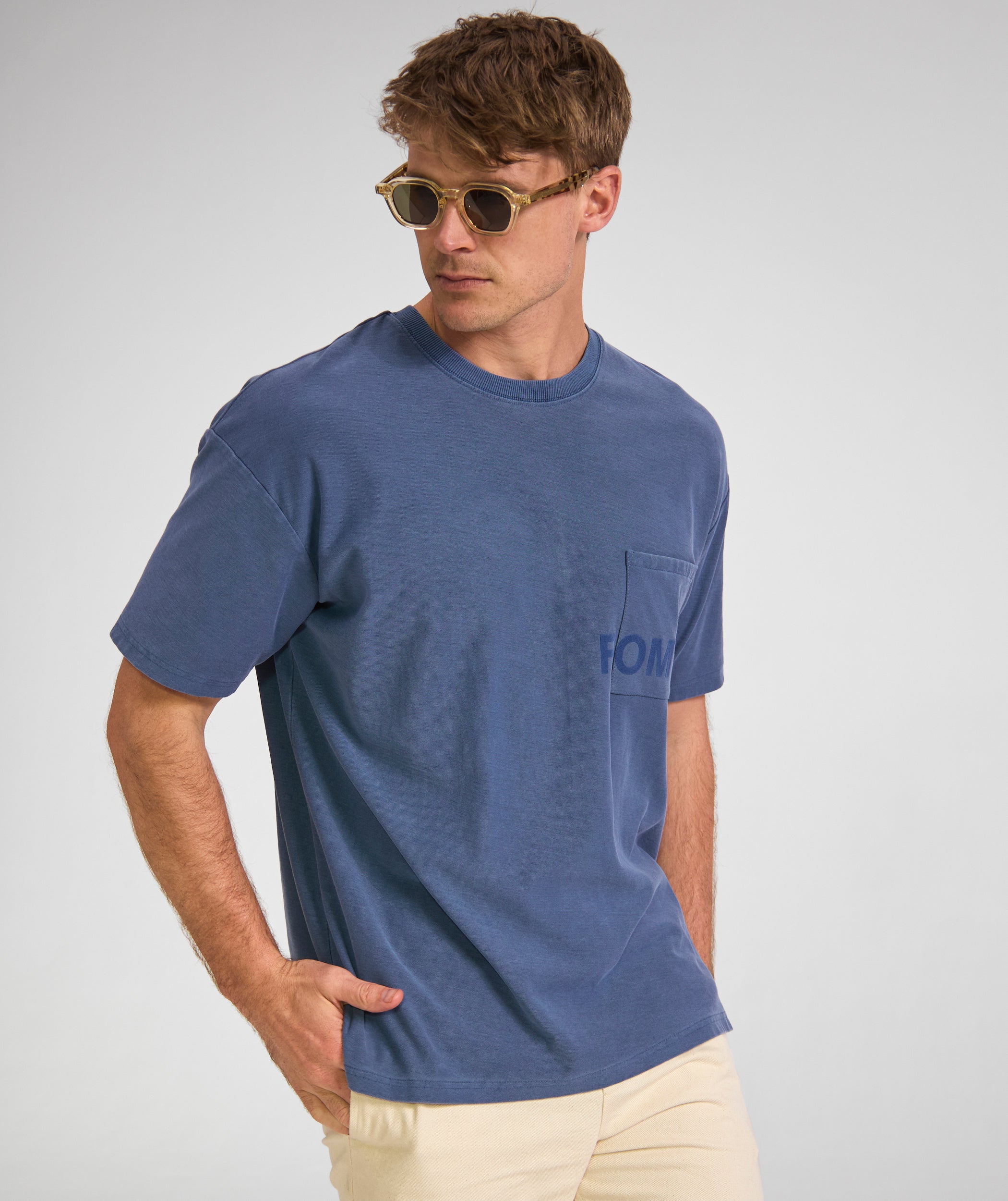 Mens Washed Pocket Tee - Blue