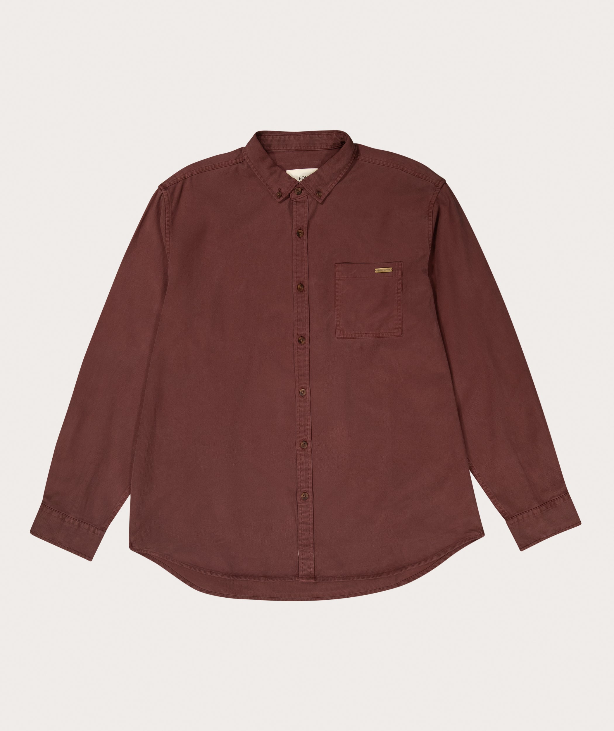 Mens Tencel Long Sleeve Shirt - Burgundy