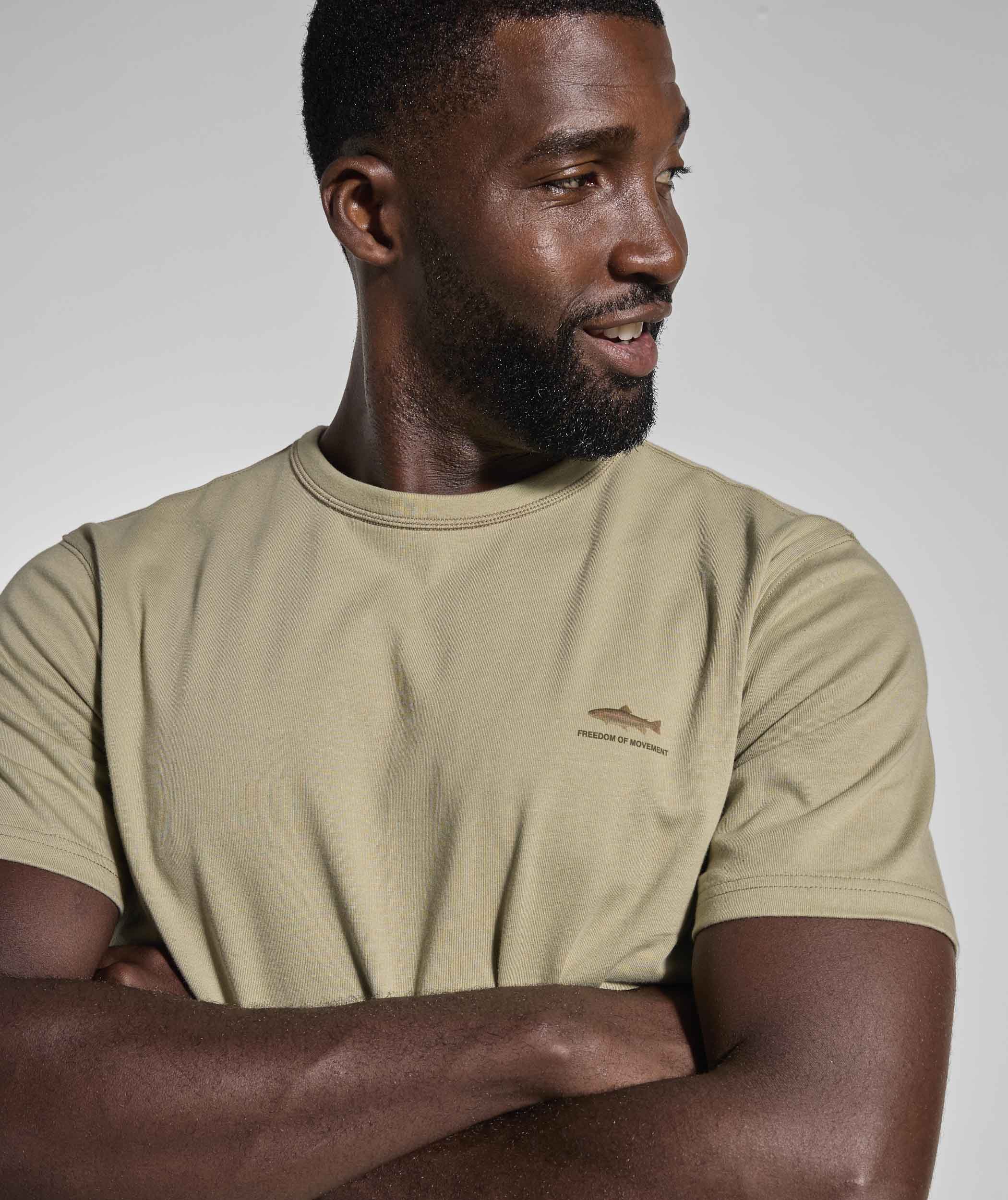 Mens Rainbow Trout Regular Tee - Creek Green