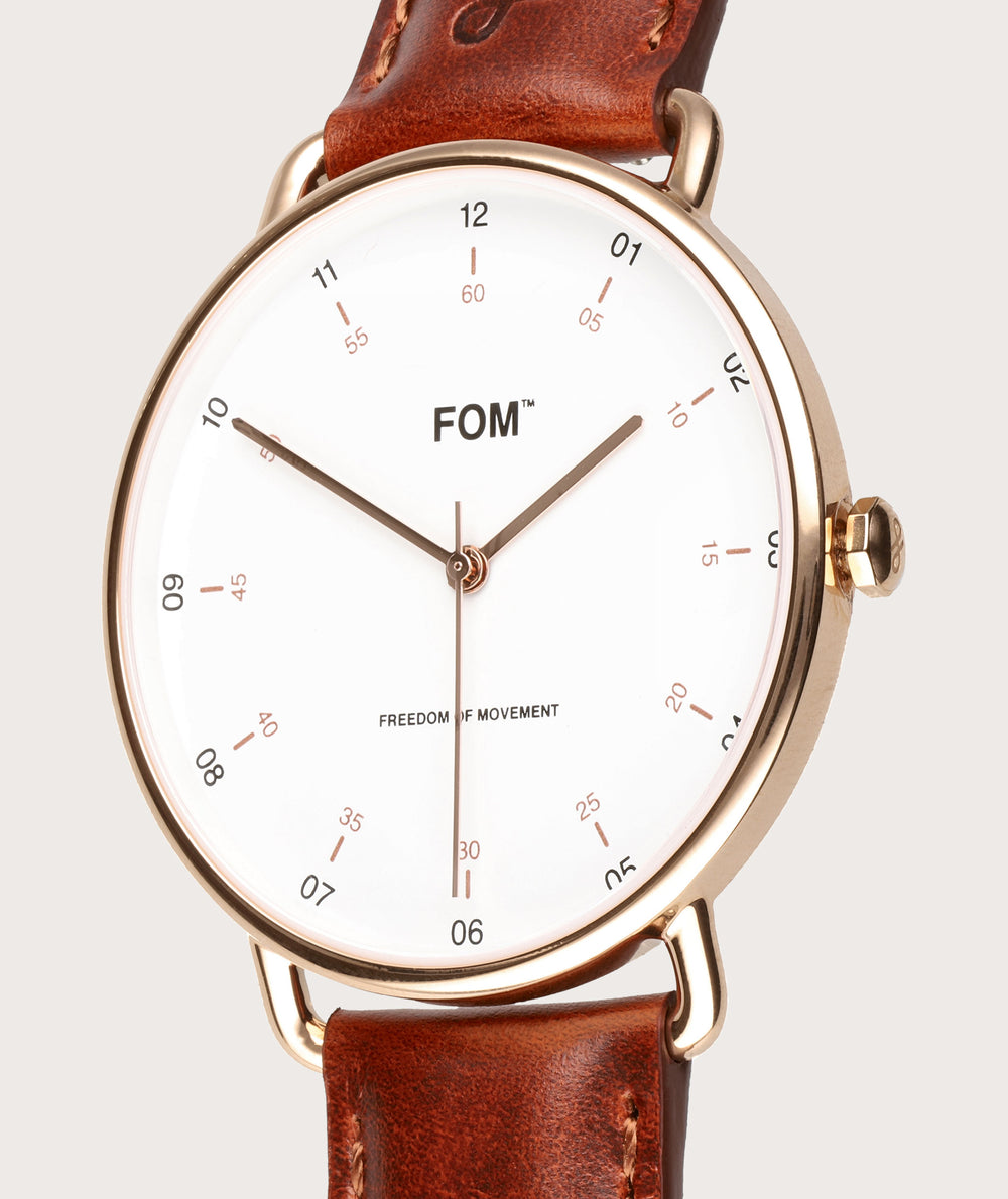 Balboa White/ Rose Gold - Tobacco (38mm)