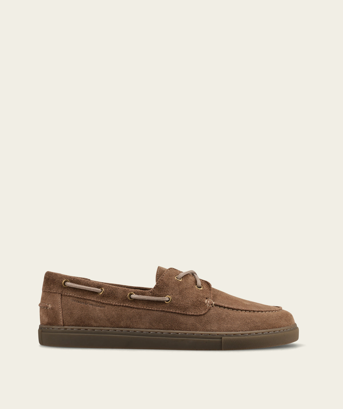 FOM Cruz lite brown suede boat shoe, opposite side profile