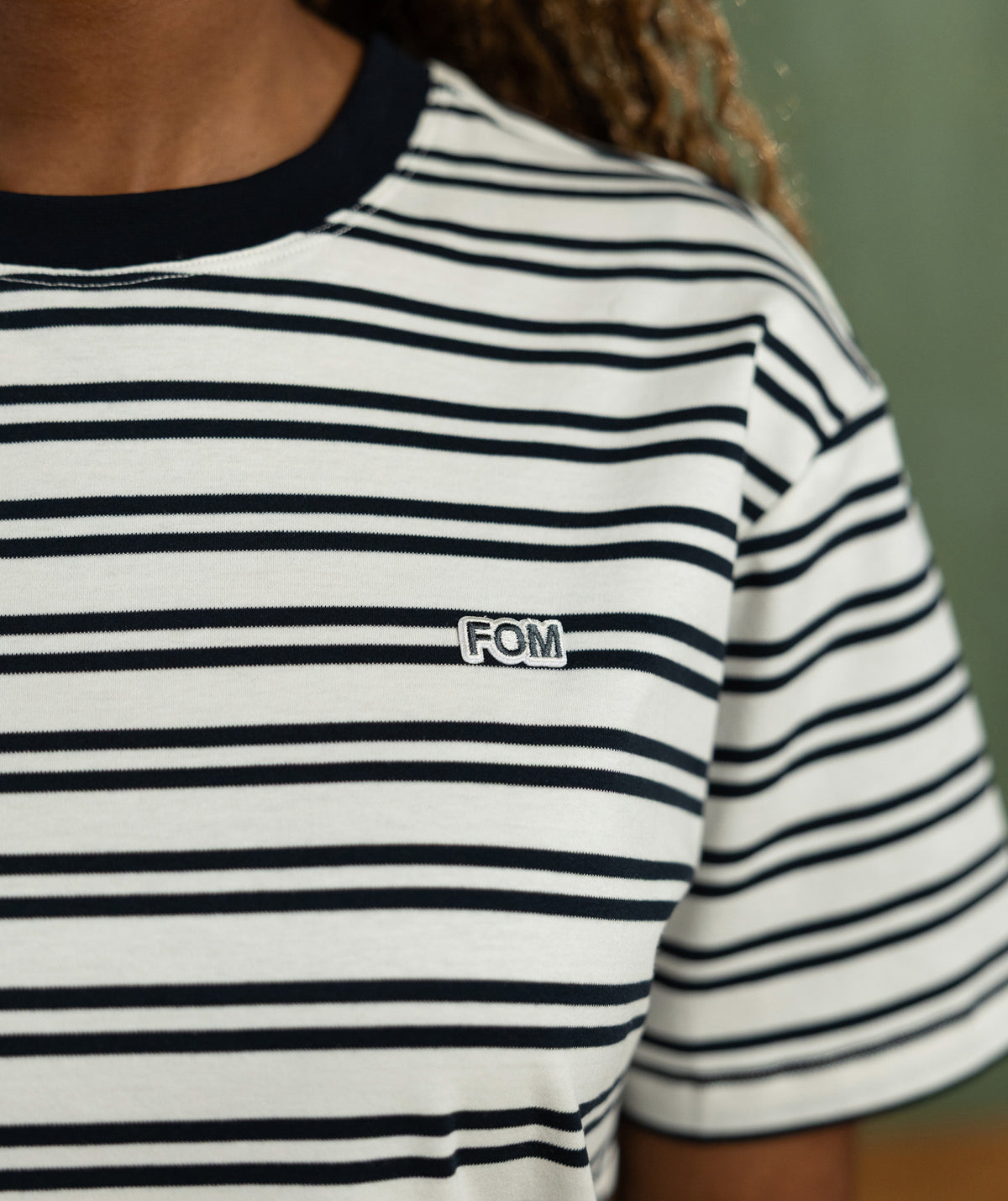Ladies FreeMotion Regular Tee - Ivory & Navy Stripes