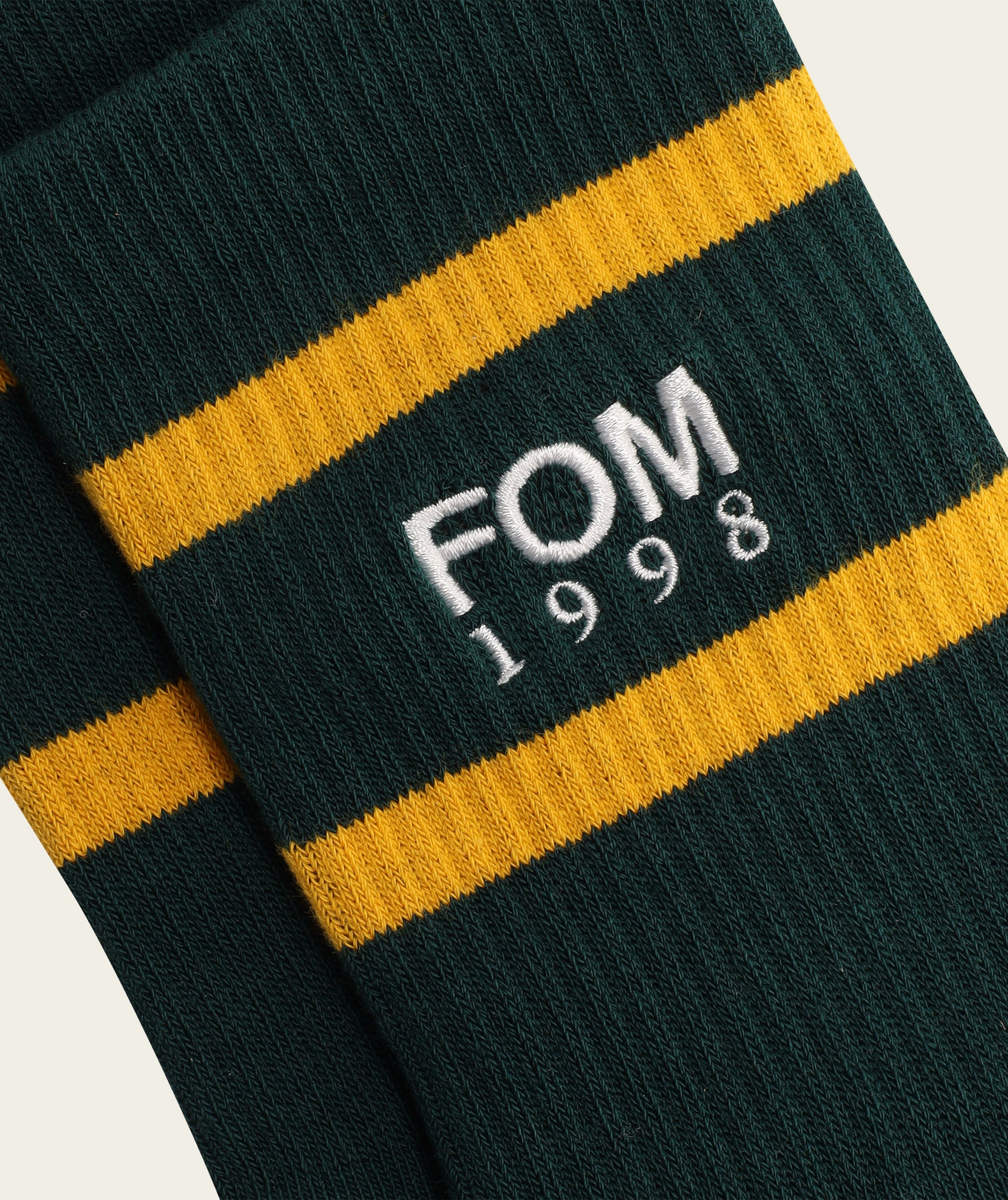 Socks Crew - '98 White/ Green Stripes Embroidery