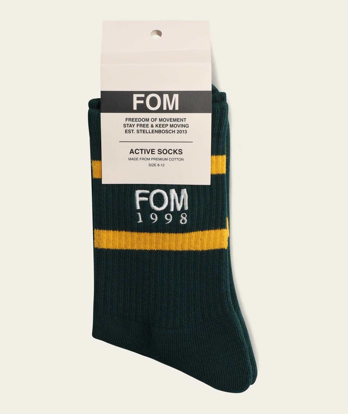 Socks Crew - '98 Green/ Gold Stripes Embroidery
