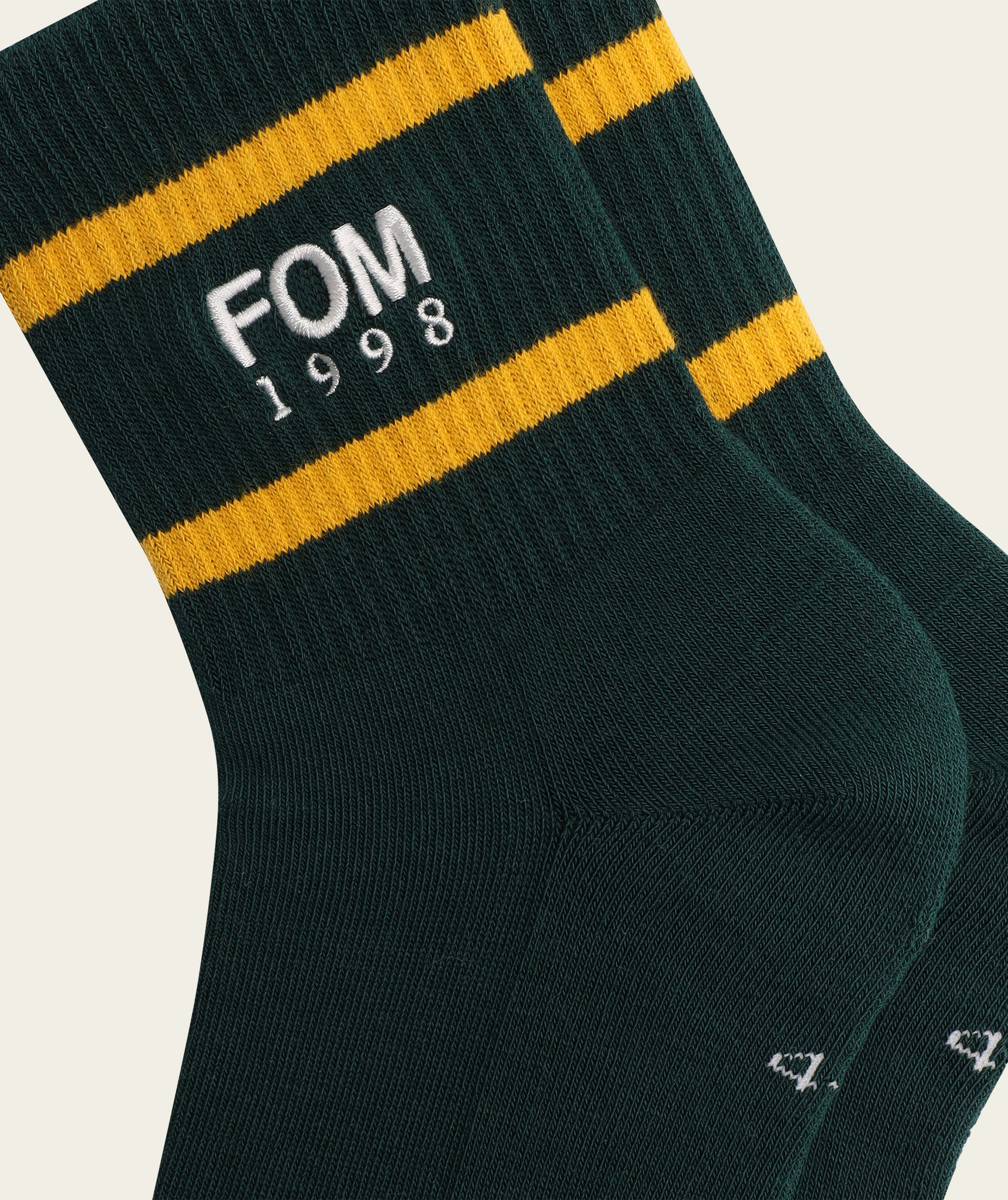 Socks Crew - '98 White/ Green Stripes Embroidery