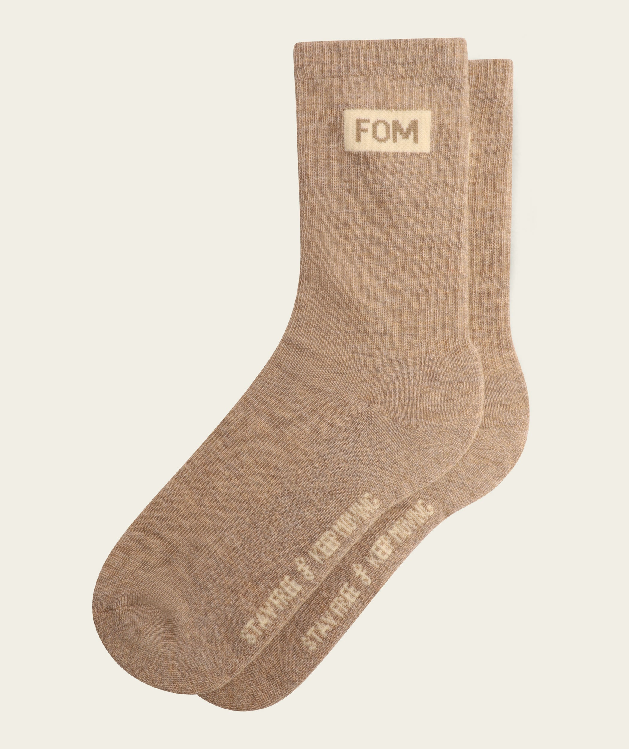 Socks Crew Twin Pack - Stone Oatmeal Melange FOM (Size 4-7)
