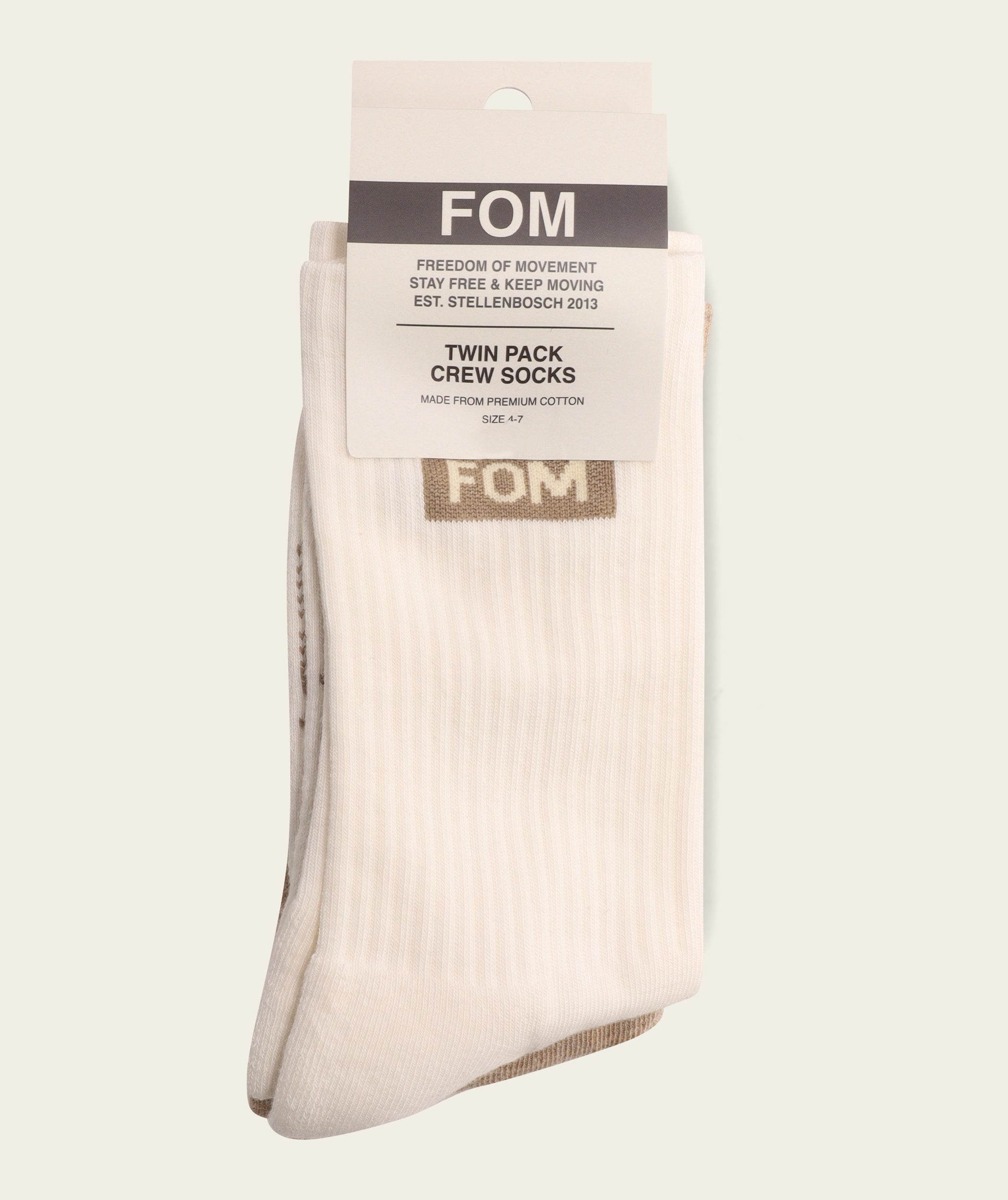 Socks Crew Twin Pack - Stone Oatmeal Melange FOM (Size 4-7)