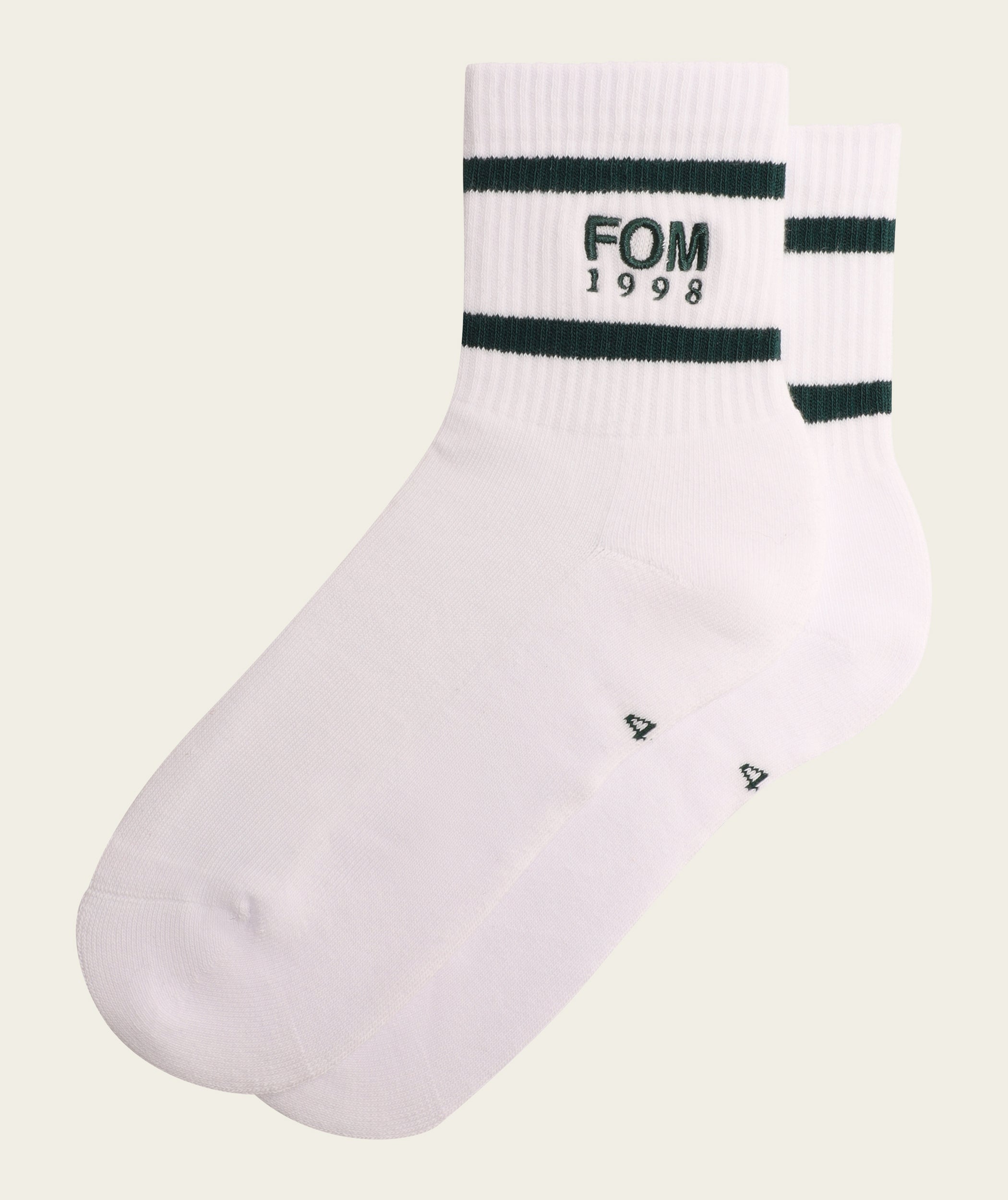 Socks Crew - '98 White/ Green Stripes Embroidery