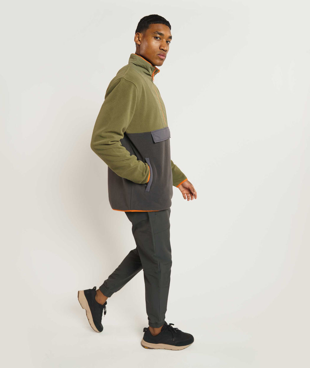 Mens Turtle Fleece Sweater - Olive & Charcoal